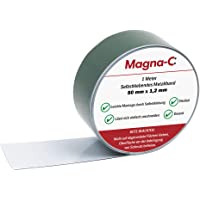 Cinta de metal autoadhesiva- color blanco- base para imanes- flexible y fácil de cortar- 1 m x 50 mm x 1-2 mm- de Magna…